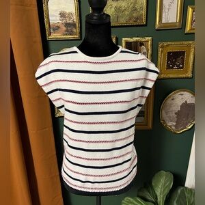 Chic Striped Red and Navy Women's Top